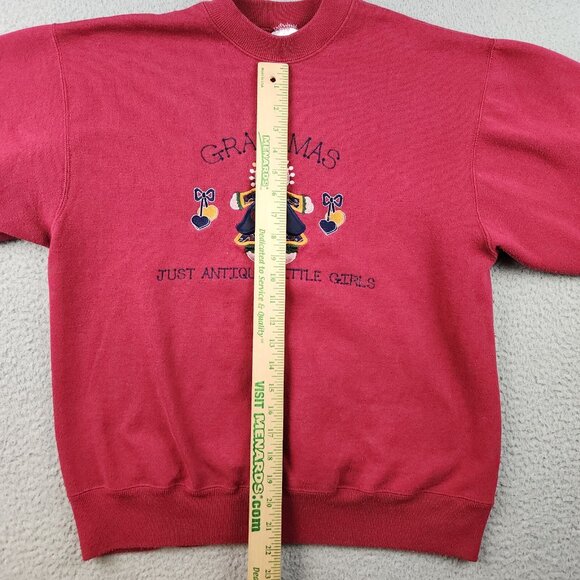 Vtg 90's Grandma Sweatshirt Women's Large Crewneck Embroidered Burgundy USA Made - Picture 5 of 8